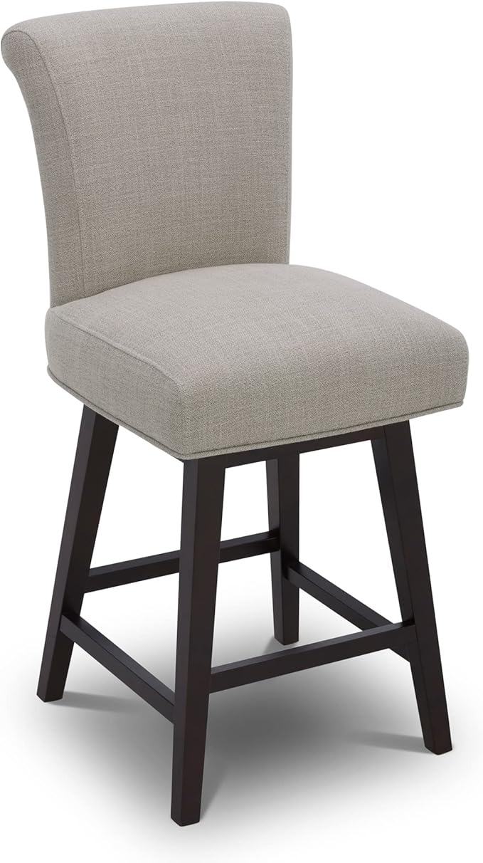 CHITA 26 Inch Counter Height Swivel Bar Stools, FSC Certified Modern Fabric Swivel Barstool Chair with Back, Flax Beige