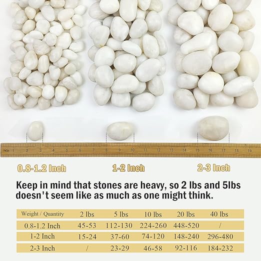 10 lbs White Pebbles for Indoor Plants, 0.8-1.2 Inch Small White River Rocks Stones for Planters, Vases, Fish Tank, Garden, Landscaping, Top Dressing and Bottem Drainage