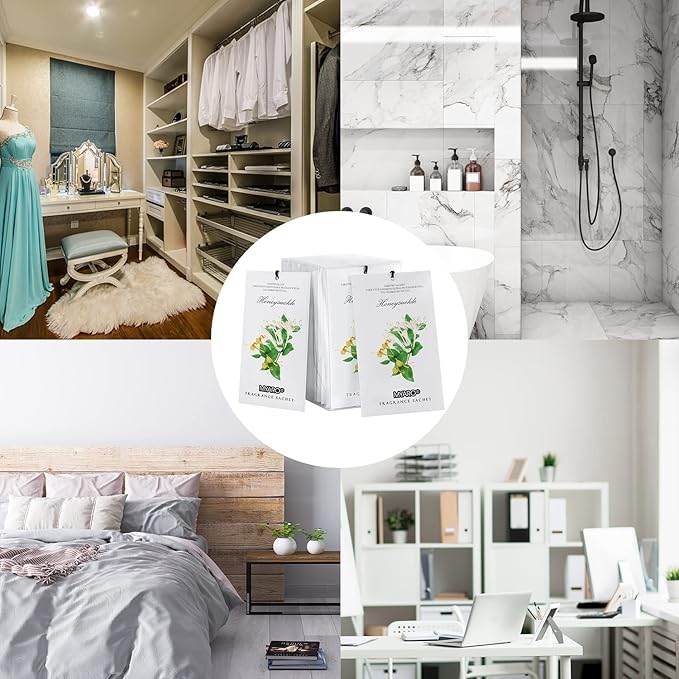 MYARO 12 Packs Honeysuckle Scented Sachets for Drawer and Closet, Long-Lasting Sachets Bags Air Freshener, Fresh Scents Potpourri Bags Home Fragrance for Lover