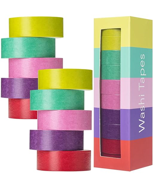 Mr. Pen- Washi Tape Set, 10 Rolls, Tropical Twirl, Decorative Tape, Washi Tapes, Scrapbook Tape, Scrapbook Washi Tape for Journaling, Craft Tape, Washy Tape, Washy-Tape, Cute Washi Tape