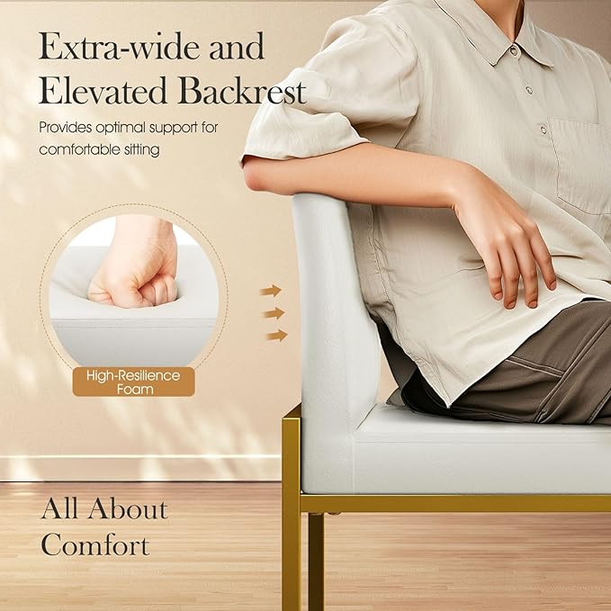 Sophia & William White and Gold Bar Stools Set of 4, Counter Height 24" Bar Stools with Backs