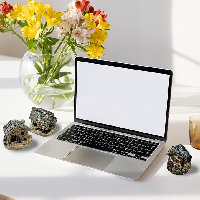 8 PCS Mini House Figurines,Mini Fairy Cottage House, Fairy Garden Cottage Ornaments Accessories for DIY Bonsai，Terrarium，Micro Landscape Yard Bonsai Decoration.