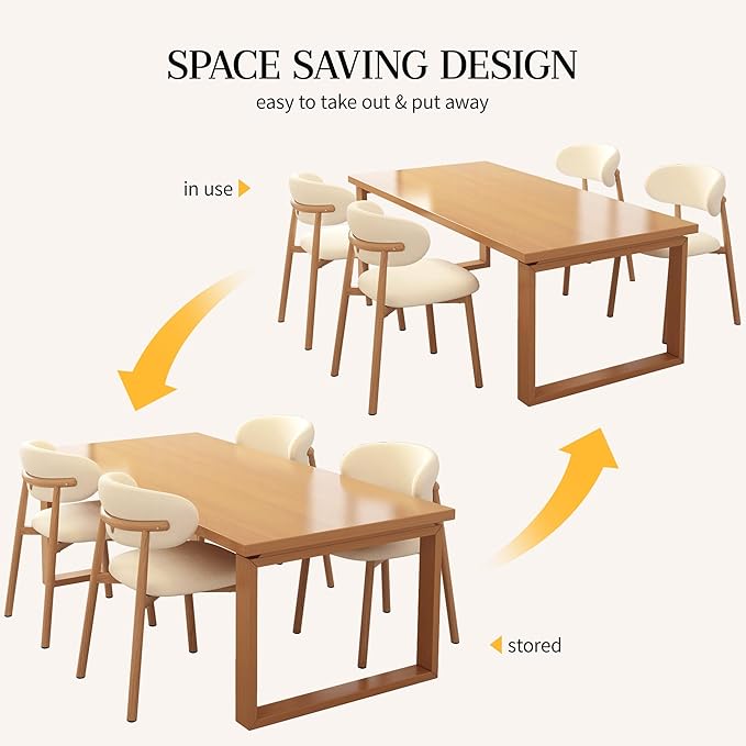 Kitchen Dining Chairs Set of 4 Modern Soft Linen Farmhouse Dining Room Chair with Metal Legs, Beige/Original