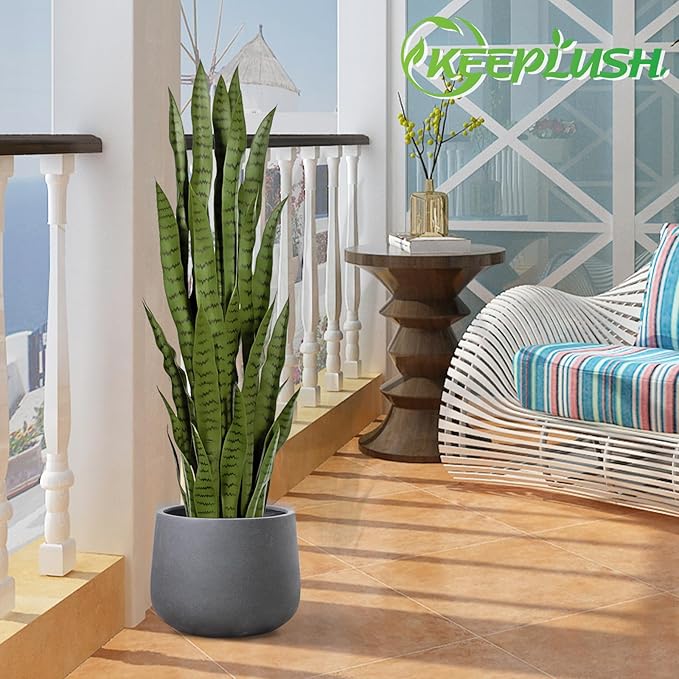 4ft Artificial Snake Plant – 46in Faux Sansevieria Plants, Fake Floor Plant for Indoor Outdoor, Front Porch Patio Home Office Decor, Mother-in-Law’s Tongue, Green 2Pcs