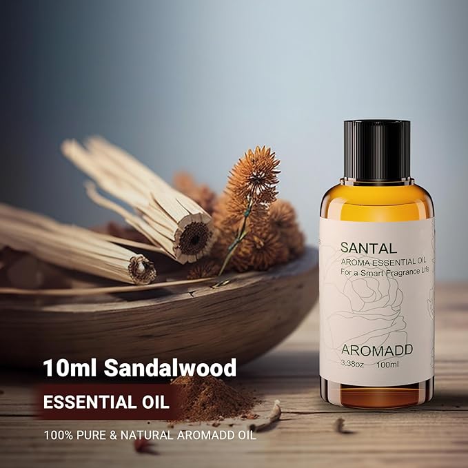 Hotel Scents Diffuser Oil Santal, Luxury Essential Oils for Waterless Diffuser, Aromatherapy Hotel Diffuser Oil for Home & Office, Long-Lasting - 3.38 fl oz (100 mL)