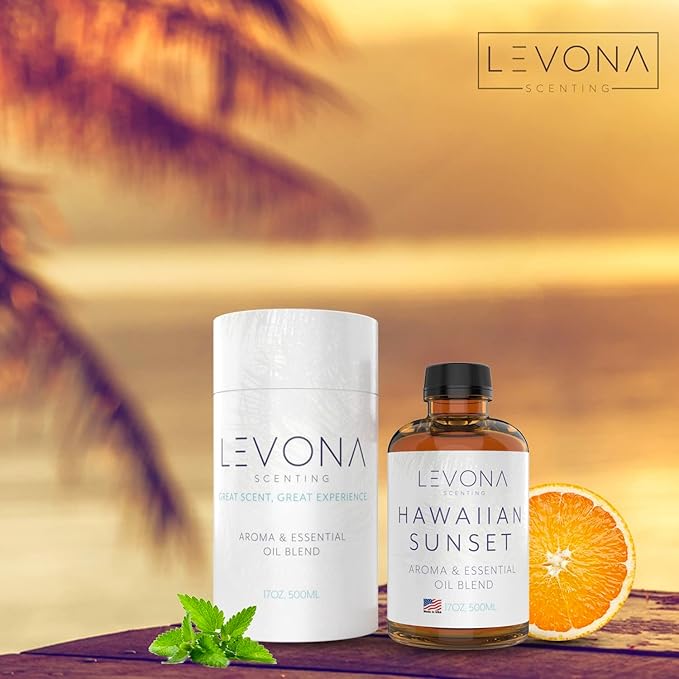 Levona Scent Essential Oils For Diffusers For Home Luxury Scents - Hawaiian Sunset Aroma Oil - Fragrance Oil With Mandarin Citrus + Dash Of Peppermint Essential Oil - 500Ml Oil Diffuser Essential Oils