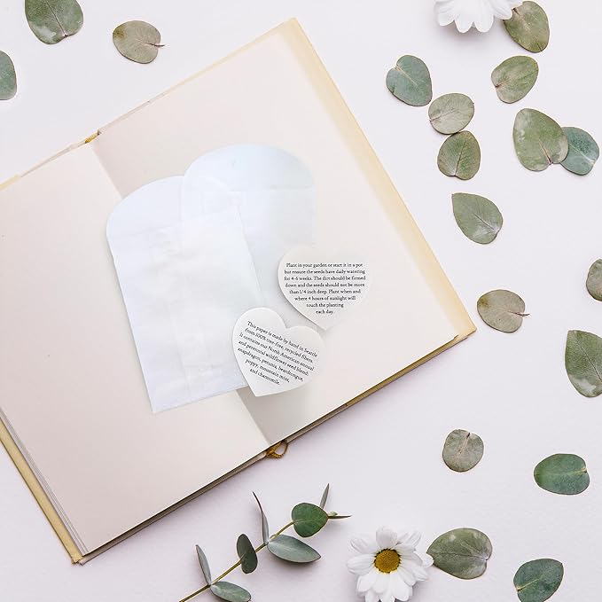 50 Set of Heart Planting Guide with Glassine Envelopes – Perfect for Seed Paper Products, Wedding Favors, and Gift Sets