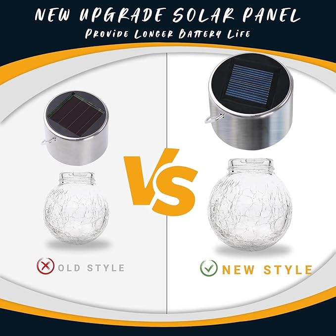 GIGALUMI Solar Lights Outdoor Waterproof ,12 Pack Solar Hanging Lights Garden Decor,Gifts for Women Mom Grandma,Christmas Outdoor Lantern Cracked Glass for Yard, Fence, Tree(Color Changing)