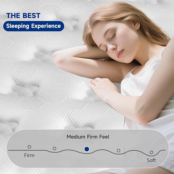 Twin Size Mattress in a Box 12 Inch Hybrid Mattress [Enhanced Stability], Medium Firm Construction with Memory Foam and Pocket Coils, Reinforced Edge Support