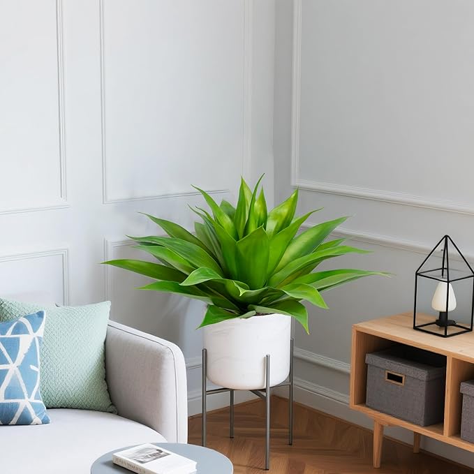 Artificial Agave Faux Agave Fake Greenery Outdoor Artificial Plants Fake Plants for Indoor Home Decor Plastic Plants Outdoor Decor Front Porch Decor Simulation Plants 22"(2Pcs Green) No Vase