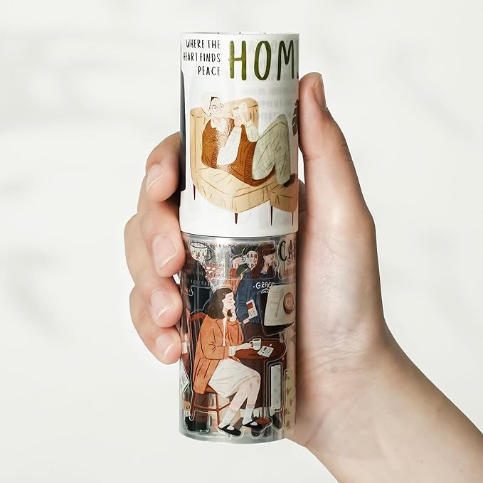 WT Pre-Cut Planner’s Day PET Tape Set, 2 Rolls, Original Designs, Waterproof Decorative Masking Tape for Journals, Planners, Scrapbooking, DIY Paper Projects