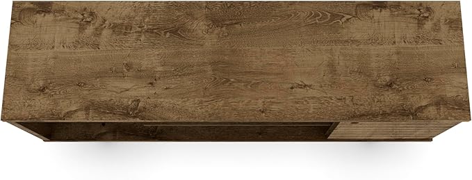 Manhattan Comfort Liberty Collection Mid Century Modern TV Stand With One Cabinet and Three Open Shelves and One Cubby With Splayed Legs, Wood, Rustic Brown, Small (200AMC9)