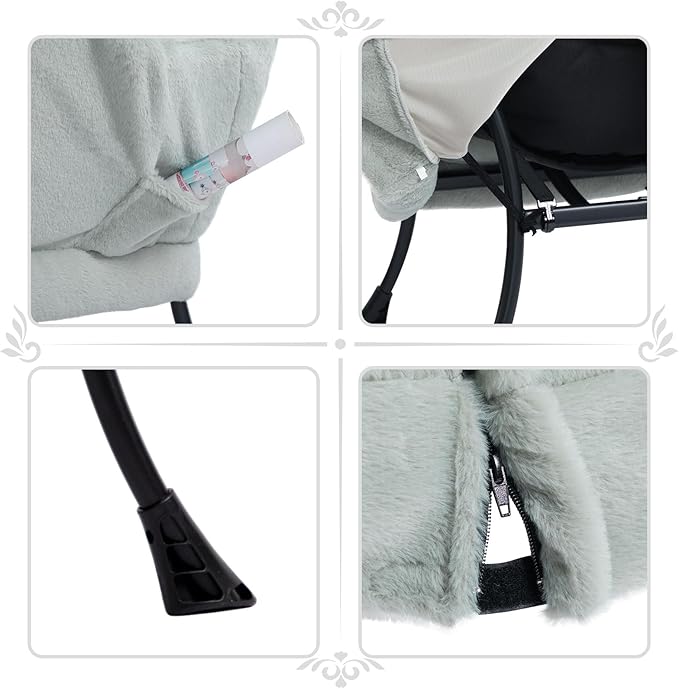 HollyHOME Fabric Lazy Chair with Foldable Ottoman, Accent Comfy Lounge Arm Chair and Folding Footrest Stool Set, Leisure Sofa Reading Chair and Footstool for Living Room, Bedroom, Dorm, Pea Green