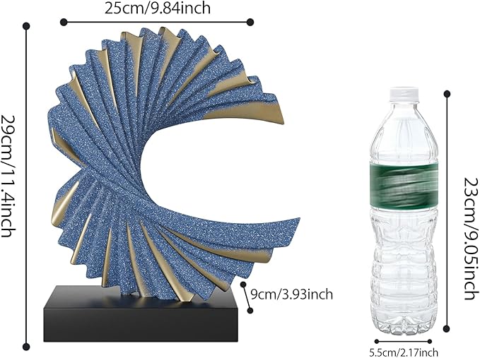 Ocean Wave Sculpture Modern Funky Decor Wave Sea Ornament, Resin Statue Home Decor Abstract Statues Office Desk Decor Shelf Decor Accents for Men(Dark Blue)