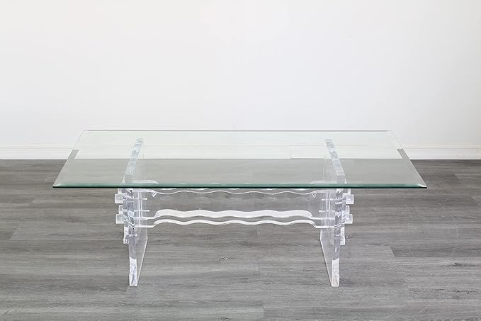 Fab Glass and Mirror Rectangle 36x54 Inch 1/2" Thick, Beveled Tempered Radius Corners Glass Table Top, 36" x 54", Clear