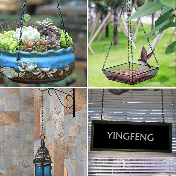 YINGFENG 10 Pack 9.5 Inch Black Hanging Chains, Garden Plant Hangers for Hanging Bird Feeders, Billboards, Chalkboards, Basket, Planters, Lanterns, Wind Chimes and Decorative Ornaments Etc.