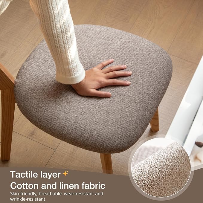 100% Solid Oak Wood Dining Chairs,Mid Century Modern Dining Chairs with Upholstered Cushion,Kitchen,Dining Room Chairs Set of 2 (2, Original Color Grey Upholstery)