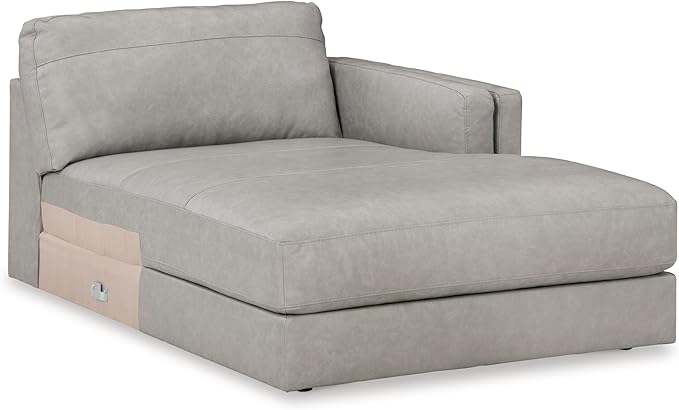 Signature Design by Ashley Amiata Modern L-Shaped Leather Match 2-Piece Sectional with Chaise, Light Gray