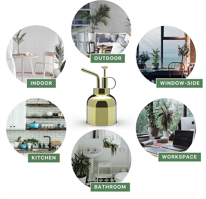 Stainless Steel Plant Mister Spray Bottle Watering Can for Indoor Plants Succulent Bonsai Garden Spray Houseplant Spritzer Modern Garden Tools 10oz/300ml (GOLD)