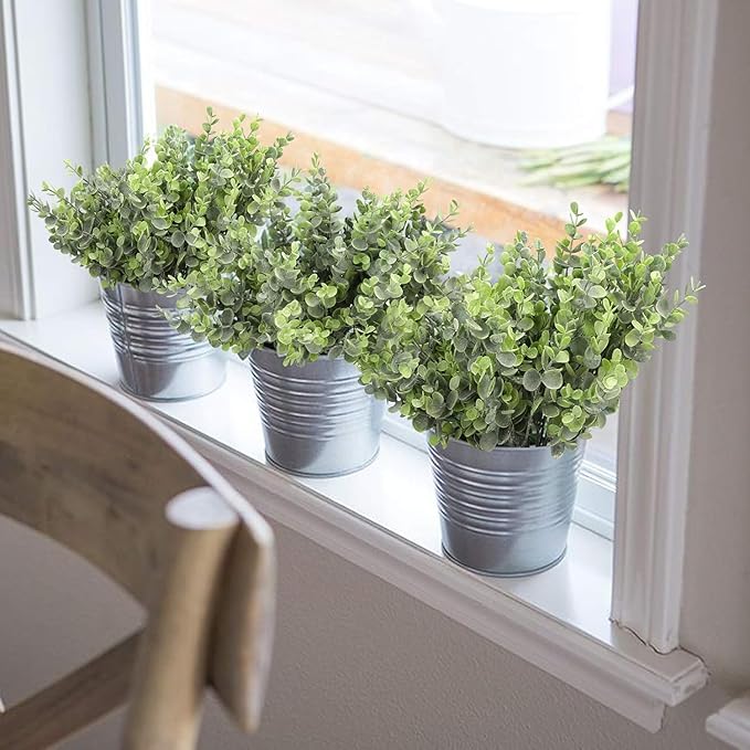 summer flower 8pcs Artificial Eucalyptus,Light Green Grey Outdoor UV Resistant Aritificial Bouguet for Decoration