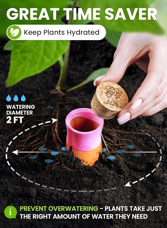 4 Pcs Ollas Terracotta Watering Pots Large - 14 Oz Self Watering Planter Insert Olla Watering System for 1-Week Easy to Refill - Clay Plant Watering Globes for Outdoor & Indoor Plants [4 PCS, Bright]