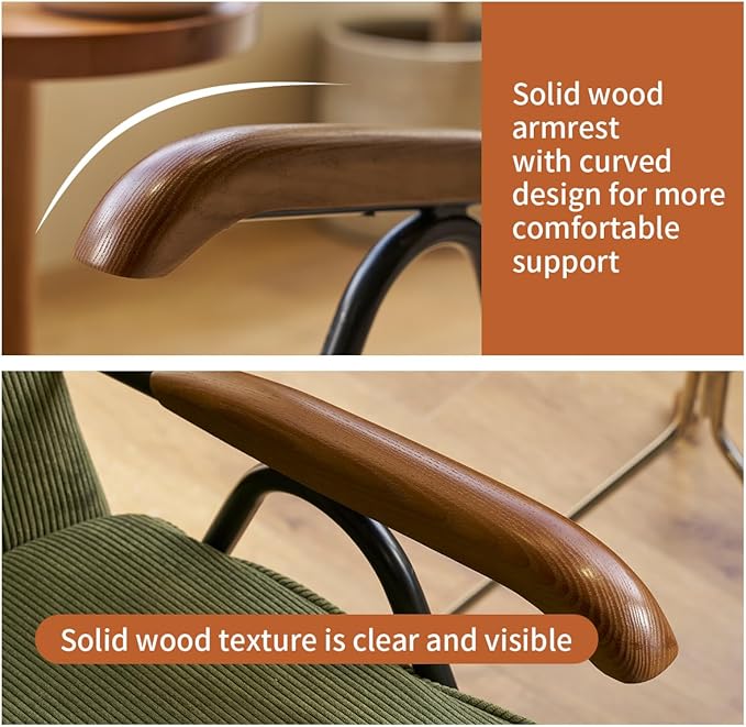 MFFM Fabric Armchair, Modern Accent Chair High Back, Living Room Chairs with Metal Legs and Soft Padded, Sofa Chairs for Home Office,Bedroom,Dining Room (Green)