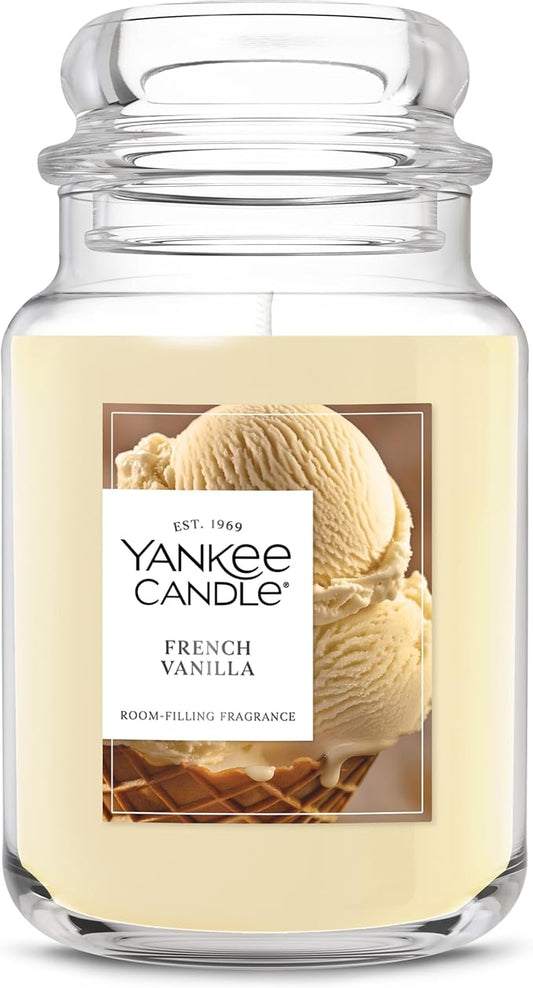 Yankee Candle French Vanilla Scented Candle, 22oz Large Jar with up to 150 Hour Burn Time, Giftable, Holidays