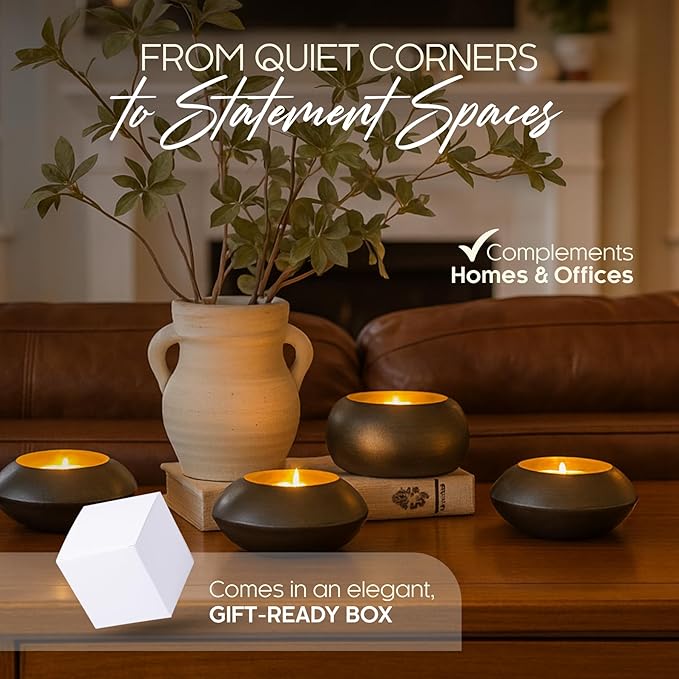 NativeSkins Tealight Holders - Glow Stones Set of 4 - Decorative Votive Candle Holders for Table Centerpiece, Tea Light Candle Display