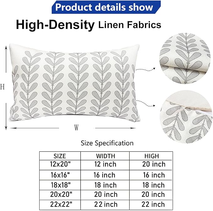 Decorative Throw Pillow Covers Set of 2 Light Gray Pillow Covers 12x20 Inch Throw Pillow Cover Linen Pillowcase Modern Boho Farmhouse Outdoor Pillow Covers for Couch Sofa Bed Living Room