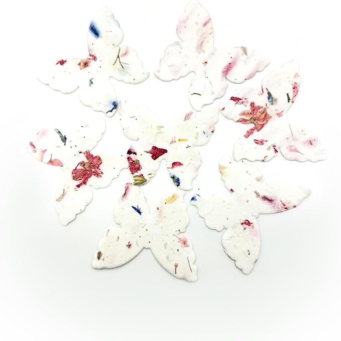 50 pcs Large Seed Paper – Pink Plantable Wildflower Butterflies for Bridal Shower, Wedding Gift, Birthday, Mother's Day & Other Milestone Celebrations