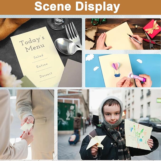 120 Sheets Cream Cardstock 8.5 x 11 Off White Paper, 92lb Ivory Card stock Printer Paper for DIY Cards, Menus, Business Cards, Certificates, Invitations