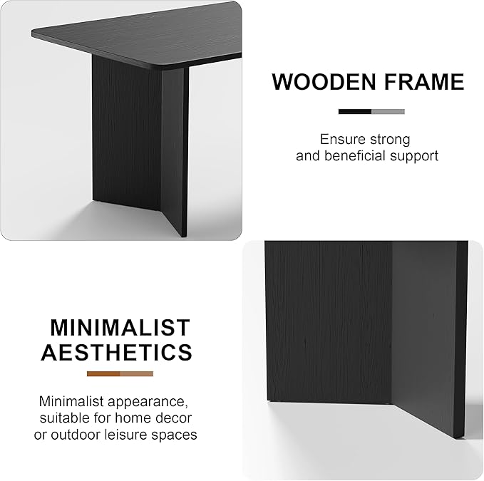 Casaphoria 67" Dining Table for 6, Wood Kitchen Table with Scratch-Resistant Top & V-Shaped Base, Modern Farmhouse Rectangular Dining Table for Living Room, Kitchen, Easy Assembly, Black