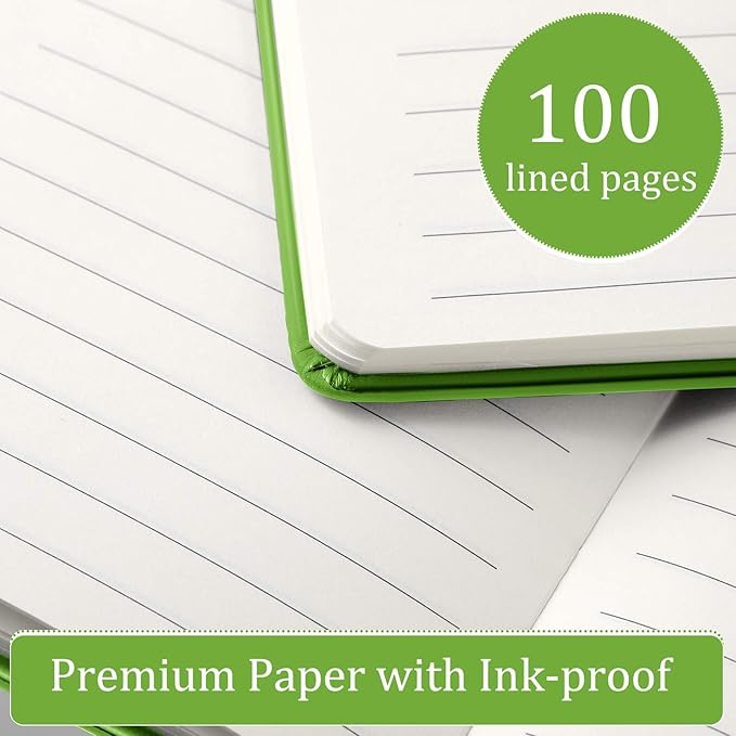 Laumoi 36 Sets Pocket Notebook Journals with Pens A6 Cute Small Journal Notebook Ruled Lined Mini Notepad Hardcover Executive Notebooks Set with Pen Holder for School Office, 3.7 x 5.7 Inch (Green)