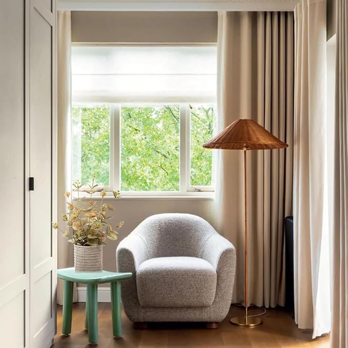 Small Fake Plants 16 Inch Eucalyptus Stems Artificial Plant in Offwhite Leather Woven Planter with Polished River Rocks Evergreen Faux Plant Indoor for Home Bathroom Kitchen Decor