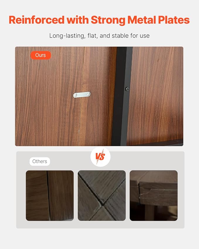 VEVOR Rectangle Dining Table, 71 inch Length Large Wood Tables for 6-8 Person, Farmhouse Dinner Furniture, Rustic Conference Desk with Iron Legs, for Home Kitchen Living Room, Brown(Only Table)