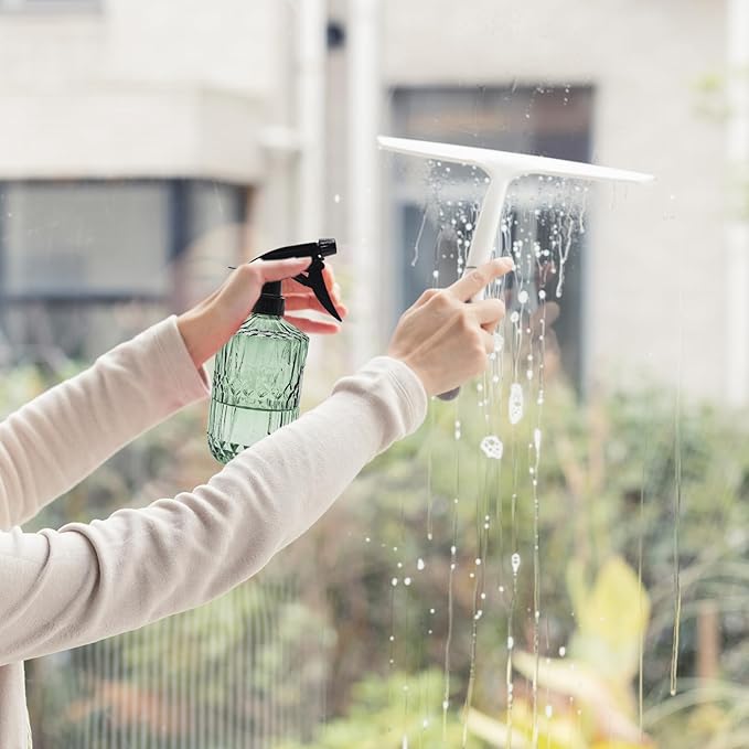 OFFIDIX Fine Mist Plant Mister,Handheld Pressure Glass Spray Bottles,0.43L/15.17oz Watering Can with Adjustable Nozzle for Outdoor Indoor Gardening and Cleaning Work(Light Green)