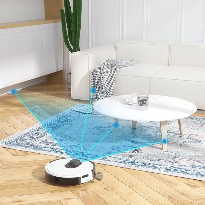 OKP Lidar Robot Vacuum Cleaner, LiDAR Navigation, 4000Pa Suction, No-Go Zone, 200Mins Runtime, Smart Mapping Robotic Vacuum, Wi-Fi/App/Alexa Control, Ideal for Pet Hair, Hard Floor and Carpet