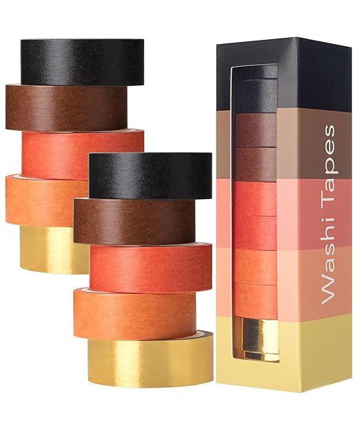 Mr. Pen- Washi Tape Set, 10 Rolls, Fiery Horizon, Decorative Tape Set, Colored Scrapbook Washi Tape for Journaling, Washy-Tape, Scrapbook Supplies