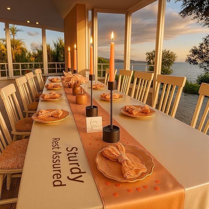 YUMORE 3-Pack Matte Black Tall Candle Holders - Pillar Candle Solid Stainless Steel Stands for Church, Wedding Centerpieces, Dining Table, Mantel Decor, Modern Farmhouse