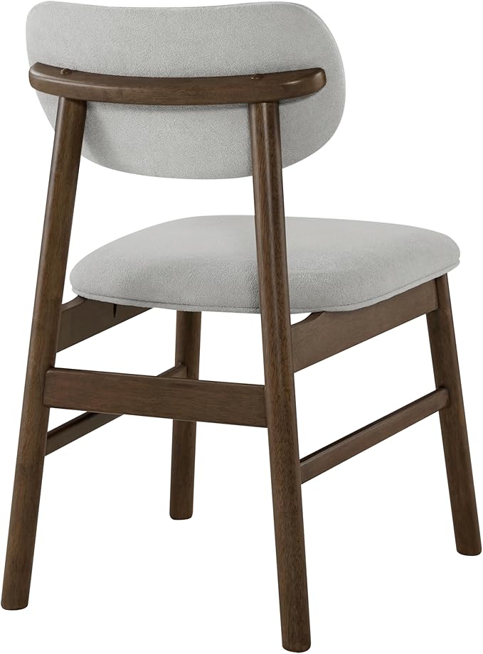 CHITA Upholstered Dining Chairs Set of 2, Mid Century Modern Kitchen & Dining Room Chairs, Solid Wood Frame in Walnut, Chenille Fabric in Silver (Gray)