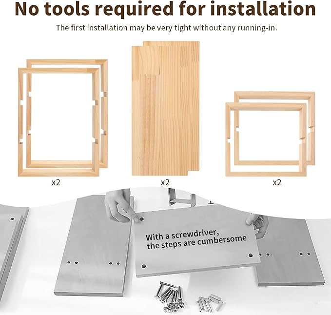 Adjustable Desktop Bookshelf,Bookshelf No Assembly Required, DIY Multi-Combination Shelves Organizer for Home Office Supplies,and Dresser, True Natural Pine Wood, White