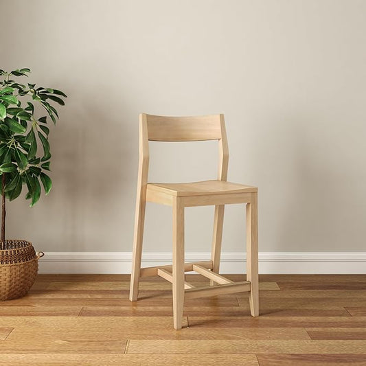 Plank+Beam Counter Height Stool, 38 Inch, Solid Wood Dining Chair for Kitchen Island, Breakfast Bar Seating, Minimalist Design for Dining Room, Blonde