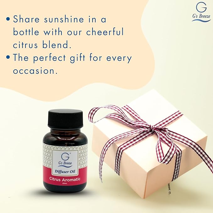 G's Breeze Citrus Aromatic Diffuser Oil Refill - Energize and Cheerful Essence - Fruity Scent of Sun-Kissed Citrus Fruits for Vibrant Atmosphere – Ideal for Home & Office – Long-Lasting Aroma - 60 ML