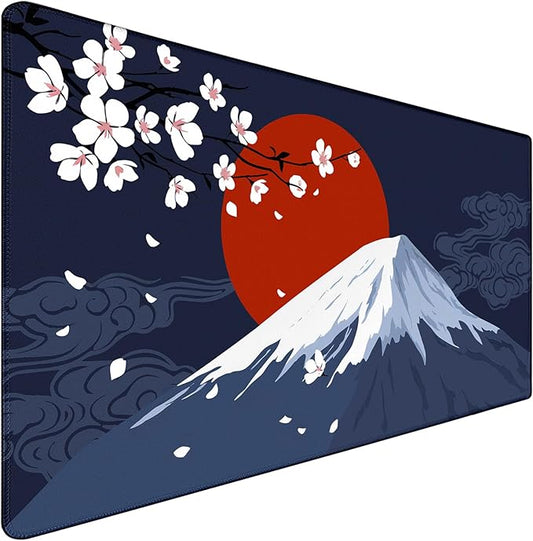 Japanese Mt Fuji Gaming Mouse Pad, Large Extended 31.5"x15.7" Durable Mousepad with Stitched Edges, Waterproof Non-Slip Base for Home Office Work
