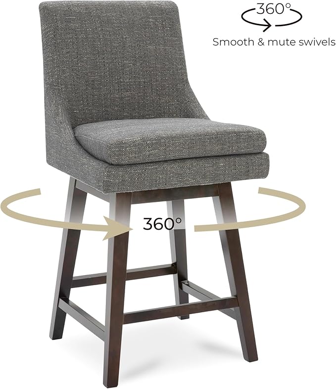 CHITA Counter Height Swivel Barstool, FSC Certified Upholstered Bar Stool, 26.8" H Seat Height, Fabric in Fog