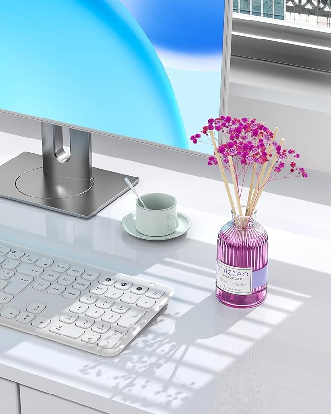 MIZZEO Reed Diffuser Set, French Lavender 6.76 fl oz Highly Scented Room Diffuser Home Fragrance Essential Oil Reed Flower Diffuser, House Bedroom Office Decor & Gifts