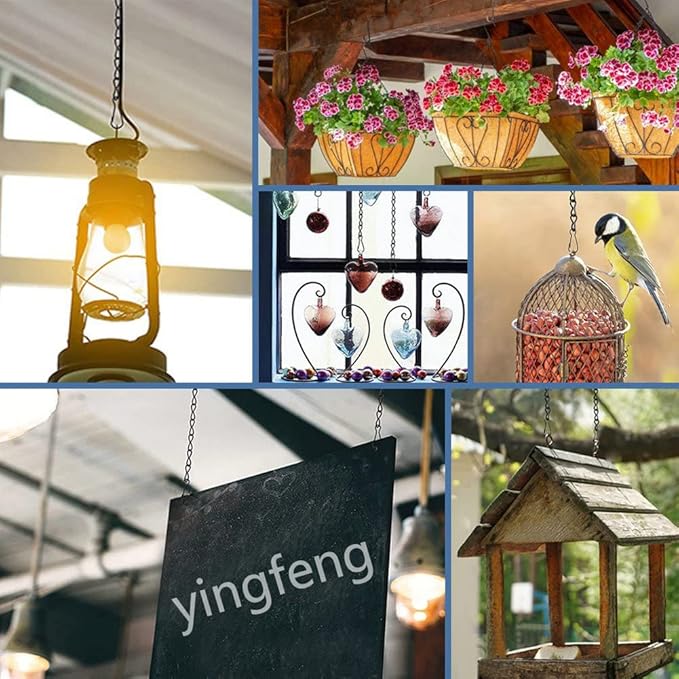 YINGFENG 10 Pack 9.5 Inch Black Hanging Chains, Garden Plant Hangers for Hanging Bird Feeders, Billboards, Chalkboards, Basket, Planters, Lanterns, Wind Chimes and Decorative Ornaments Etc.