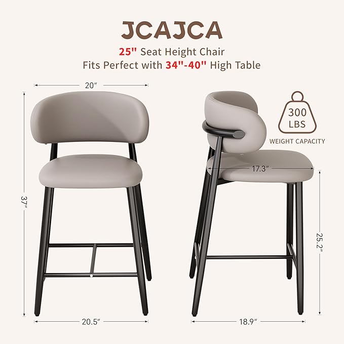 Bar Stools Set of 4 Counter Height Barstool Metal Kitchen Counter Height Bar Stool Island Chairs 26 Inch, Black/Light Grey