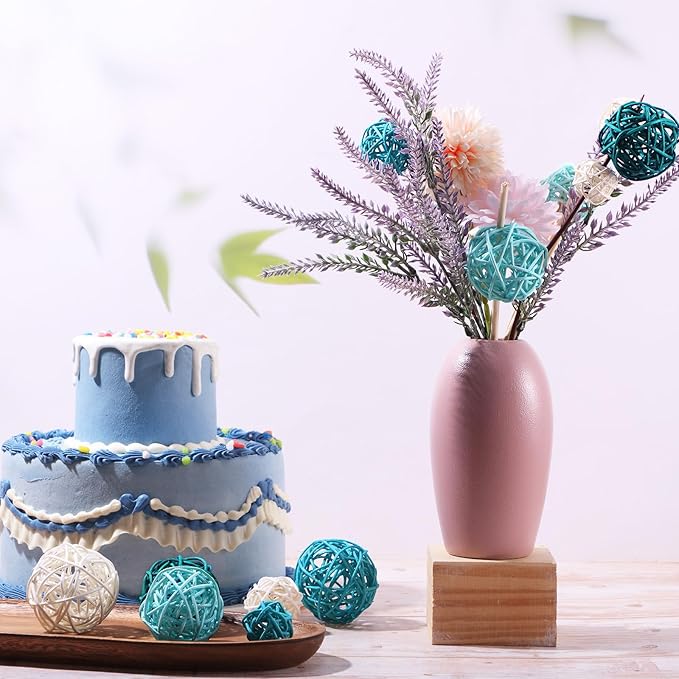 Patelai 36 Pcs Wicker Rattan Balls Decorative Balls for Vase Centerpiece Bowls Orbs Filler for Home Decor,4 Sizes(White, Light, Green, Dark)