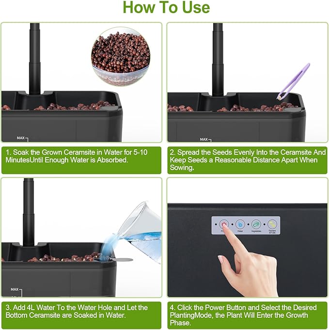Indoor Herb Garden Kit, Hydroponic Growing System with LED Grow Light Quiet Water Pump for Home Kitchen Office Healthy Fresh Herbs Vegetables, Gift Ideas for Women Men
